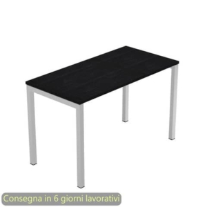 Scrivania piano nero venato frassino 120x60xH.72,5 cm gamba a ponte metallo grigio linea Presto Venere Plus - 654/8