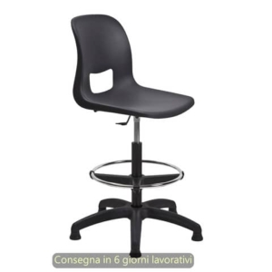 Sgabello tecnico Vera 60 con scocca in PP nero Seditaly alto con poggiapiedi regolabile - VRD0F5Q60PP01