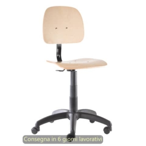 Sgabello tecnico Labor Wood 50 in legno di faggio verniciato naturale Seditaly medio - LBG2F1PL0L119