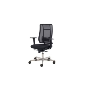 Poltrona semi-direzionale Liberty Syncro Seditaly tessuto ignifugo nero base alluminio LTG0S18EGB1R1