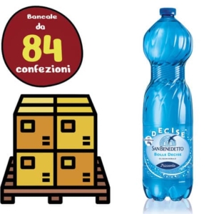 Bancale 84 confezioni da 6 bottiglie da 1,5 L di Acqua Minerale Frizzante San Benedetto, fonte Benedicta Scorzé (VE).