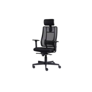 Poltrona semi-direzionale Liberty Syncro Seditaly tessuto ignifugo con poggiatesta nero - LTGPS1TEGB1R1