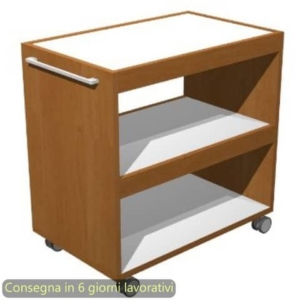 Carrello su ruote a 3 ripiani angolo Ristoro 70x43,8xH.73 cm Artexport noce chiaro/bianco - 2851/34