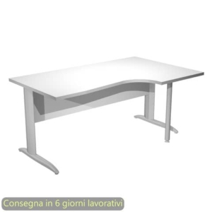 Scrivania penisola destra piano bianco 160x60/80/100xH.72 cm gamba a L metallo cromato Presto Compact - 008K211/3/AR