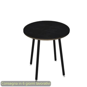 Tavolo riunione rotondo alto Skinny Metal ø100xH.105 cm 3 gambe metalliche bianche Artexport piano nero