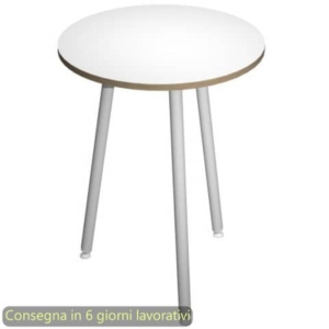 Tavolo rotondo Skinny Metal ø80xH.74,4 cm con gambe met. bianche Artexport piano bianco - 6408-DJD-3C-AN