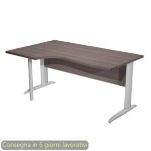 Scrivania penisola sinistra frassino toscano 160x60/80/100xH.72 gamba a L metallo cromato Presto Compact
