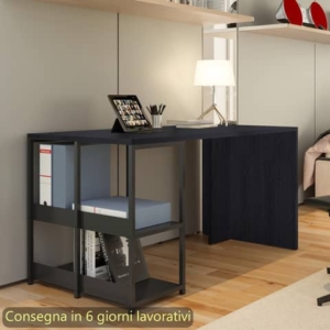 Scrivania compatta su libreria in metallo nero 140x69xH.72,4 cm Artexport piano nero - 2767BX-8