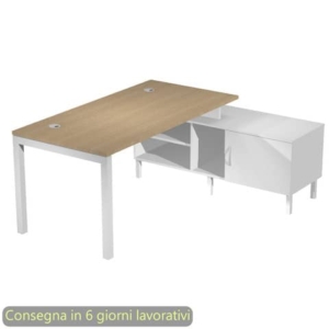 Scrivania piano rovere 140x80xH.72,5 cm gamba a ponte in metallo bianco piano rovere - SOL140/C-AM