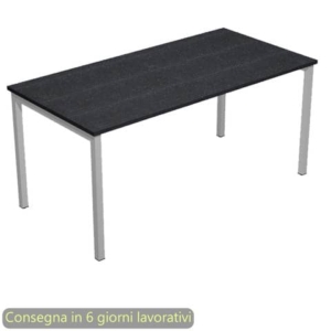 Scrivania piano nero venato frassino 120x80xH.72,5 cm gamba a ponte metallo grigio Presto Venere Plus 664/8