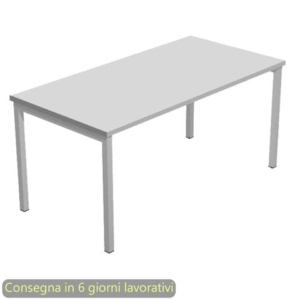 Scrivania piano grigio 120x80xH.72,5 cm gamba a ponte in metallo grigio linea Presto Venere Plus Artexport - 664/9