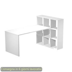 Scrivania su mobile contenitore 9 caselle piano bianco 140x104,1xH.72,4 cm Artexport - 2767+9MaxC/3