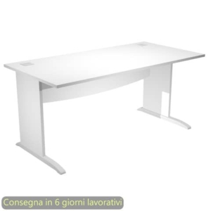 Scrivania piano bianco 180x80xH.73 cm gamba a pannello con piede ad L grigio linea Flex Artexport - JPL180/3