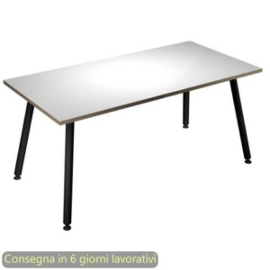 Scrivania piano bianco 160x80xH.74,4 cm gamba metallo tubolare nero opaco linea Skinny Metal Artexport - 6403-DJA-3C-AQ