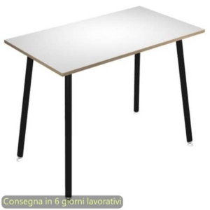 Tavolo alto Skinny Metal 160x80xH.105 cm con gambe met. nere Artexport piano bianco - 6403-DJC-3C-AQ