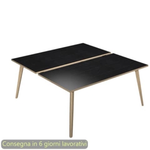 Scrivania bench nero venato frassino 180x80xH.74,4 cm gamba rastremata in legno rovere Woody - 6405B-DKA-8C-AQ