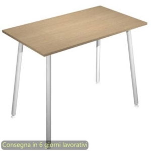 Tavolo alto Skinny Metal 120x80xH.105 cm con gambe met. bianche Artexport piano rovere - 6404-DJC-C-AN