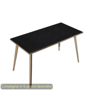 Scrivania piano nero venato frassino 120x80xH.74,4 cm gamba rastremata in legno rovere Woody - 6404-DKA-8C-AQ