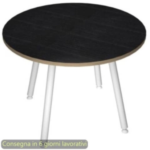 Tavolo riunione rotondo Skinny Metal ø100xH.74,4 cm con 3 gambe met. bianche Artexport piano nero - 6410-DJA-8C-AN