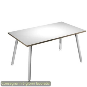 Scrivania piano bianco 140x80xH.74,4 cm gamba metallo tubolare bianca linea Skinny Metal Artexport - 6402-DJA-3C-AN