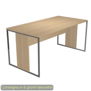 Scrivania piano rovere 160x80xH.74,4 cm gamba a pannello con anello in metallo antracite Blade Artexport - 413-C-AF