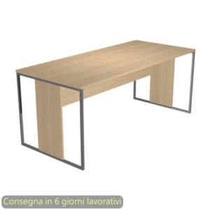Scrivania piano rovere 180x80xH.74,4 cm gamba a pannello con anello in metallo antracite Blade Artexport - 415-C-AF