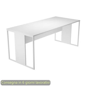 Scrivania piano bianco 180x80xH.74,4 cm gamba a pannello con anello in metallo bianco linea Blade Artexport - 415-3-AN