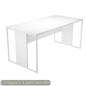 Scrivania piano bianco 160x80xH.74,4 cm gamba a pannello con anello in metallo bianco linea Blade Artexport - 413-3-AN