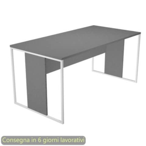 Scrivania piano antracite 160x80x74,4 cm gamba a pannello con anello in metallo bianco linea Blade Artexport - 413-T-AN