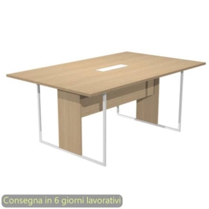 Tavolo riunioni con top access bianco 180x110xH.74,4 cm strut. metallo bianco Blade Artexport piano rovere