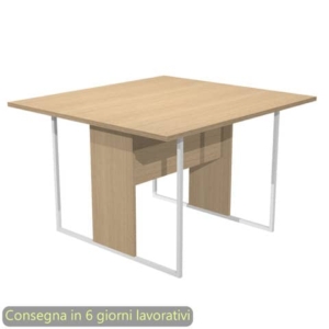 Tavolo riunioni 120x110xH.74,4 cm struttura metallo bianca Blade Artexport piano rovere - 424-C-AN