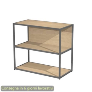 Libreria a giorno bassa 90x44xH.80 cm struttura metallo antracite Artexport Blade ripiani rovere - 270-AF+RP4-C