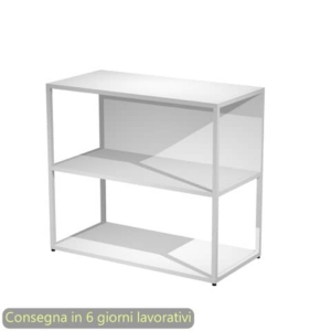 Libreria a giorno bassa 90x44xH.80 cm struttura metallo bianca Artexport Blade ripiani bianchi - 270-AN+RP4-3