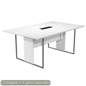 Tavolo riunioni con top access nero 180x110xH.74,4 cm strut. met. antracite Blade Artexport piano bianco