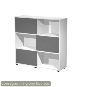Libreria media 120x35xH.116,2 cm con 3 ante scorrevoli struttura bianca Blade Artexport ante antracite - 17065/3T
