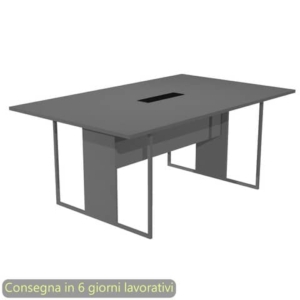 Tavolo riunioni con top access nero 180x110xH.74,4 cm strut. met. antracite Blade Artexport piano antracite