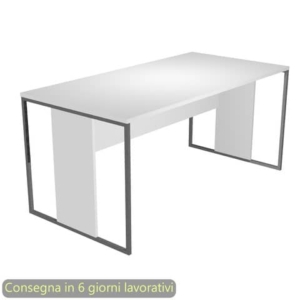 Scrivania piano bianco 160x80xH.74,4 cm gamba a pannello con anello in metallo antracite Blade Artexport - 413-3-AF