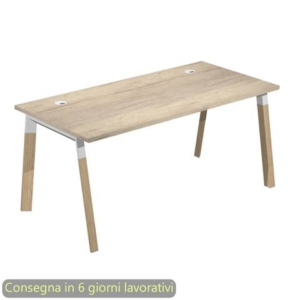 Scrivania rovere canadese 120x80xH.72,5 cm gamba inclinata legno-metallo bianco Artexport piano rovere canadese -