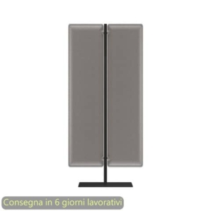 Piantana mobile in metallo nero con 2 pannelli fonoassorbenti grigi Moody Artexport 83,8xH.140 cm BSJ12-IA+BSAM-AQ