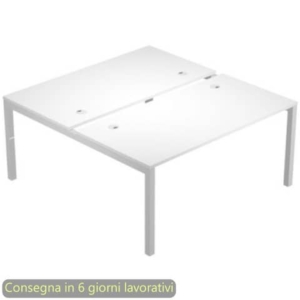 Scrivania Bench doppia piano bianco 120x168xH.72,5 cm gamba a ponte metallo bianco Bridge Artexport - BENCH12/3-AM