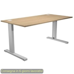 Scrivania piano rovere 180x80xH.73 cm gamba ad L in metallo grigio alluminio linea Flex Artexport - URB/T-180/C