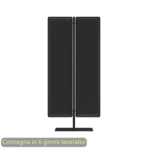 Piantana mobile in metallo nero con 2 pannelli fonoassorbenti neri Moody Artexport 83,8xH.160 cm BSJ14-IQ+BSAM-AQ