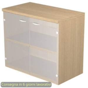 Mobile basso con ante in vetro satinato 80x35xH.72 cm Presto Artexport rovere 030-67G/C