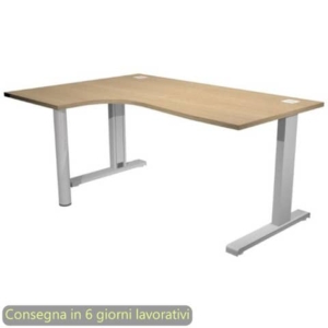 Scrivania penisola sinistra piano rovere 160x120/80/60xH.73 cm gamba ad L metallo grigia Flex Artexport - URB/T-CP18SX/C