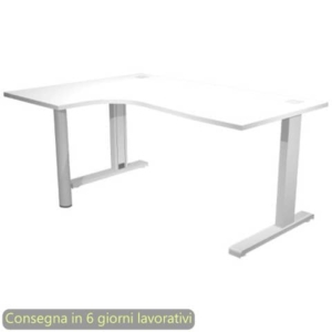 Scrivania penisola sinistra piano bianco 160x120/80/60xH.73 cm gamba ad L metallo grigia Flex Artexport - URB/T-CP16SX/3