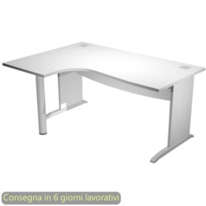 Scrivania penisola sinistra piano bianco 160x120/80/60xH.73 cm gamba ad L in melaminico Compact Flex - JPL/CP16SX/3