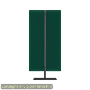 Piantana mobile in metallo nero con 2 pannelli fonoassorbenti verde bosco Moody Artexport 83,8xH.140 cm