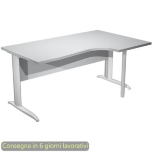Scrivania penisola destra piano grigio 160x60/80/100xH.72 cm gamba ad L metallo grigio Presto Compact - 008K211/9/AA