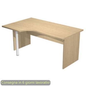 Scrivania penisola sinistra piano rovere 160x60/80/100xH72 cm gamba a pannello in melaminico Presto Compact - 009PAN11/C