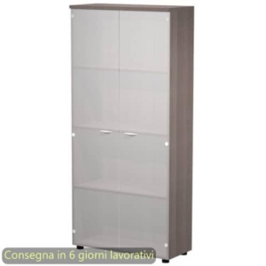 Mobile alto con ante in vetro satinato 80x35xH.180 cm 3 ripiani Presto Artexport frassino toscano